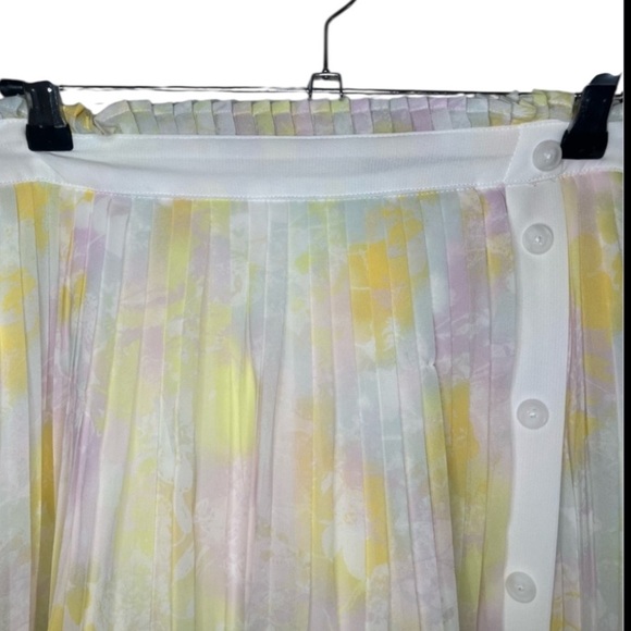 NWT Modcloth Frill Seeker Pleated Pastel Mini Skirt Yellow White Sz 12/ Large - Picture 4 of 7